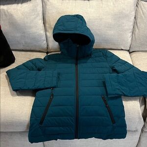 Women's Deep Teal Hooded Puffer Jacket